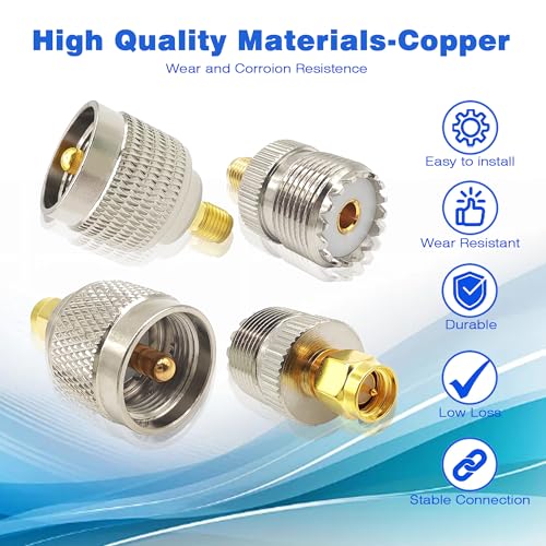 Adaptador SMA a UHF Coaxial Kit 4 piezas miniatura 4