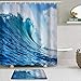 Produktbild LISNIANY Duschvorhang Badezimmermatten SetOzean Big Wave Blue Sky mit Wolkenrutschfeste Badematte und wasserdichter Duschvorhang Badezimmer