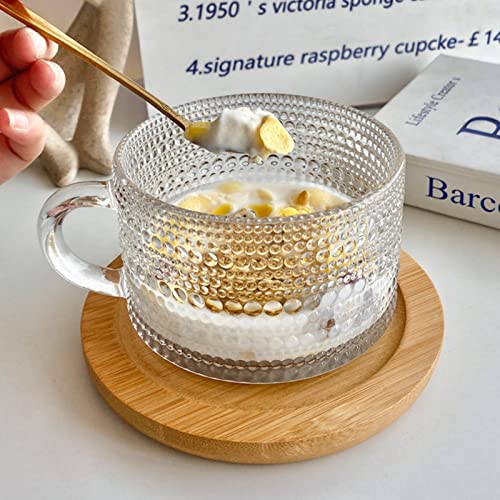 Zoofox Set Of 4 Glass Coffee Mugs, 14 Oz Clear Glass Cups With Golden Spoons, Vintage Embossed Coffee Cups Set For Latte, Espresso, Cappuccino, Cereal, Yogurt, Tea And Hot Beverage #TOP6