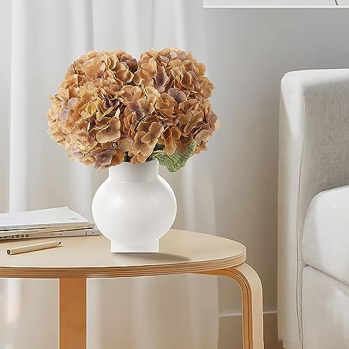 Blooming Paradise Artificial Fake Flowers Plants Silk Hydrangea Arrangements Wedding Bouquets Decorations Plastic Floral Home Kitchen Garden Party Festival Bar Diy (Brown Yellow) #TOP4