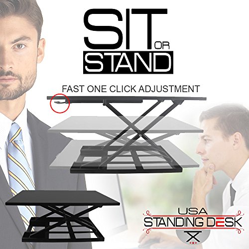 Standing Sit and Stand Up Desk - Easy Height Adjustable Table Jack Desk Converter with Huge 32" x 22" Instantly Convert Any Variable Portable Computer Monitors for Work Home by Elevating in Seconds - Image 7