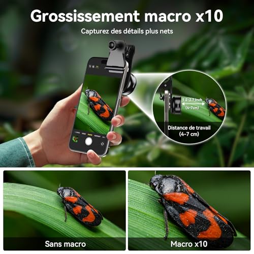 APEXEL Objectif Macro Professionnel pour Smartphone HD Macro Objectif Smartphone Compatible avec iPhone, Pixels, Samsung Galaxy, Huawei, Xiaomi et la Plupart des téléphones Mobiles – vue 3