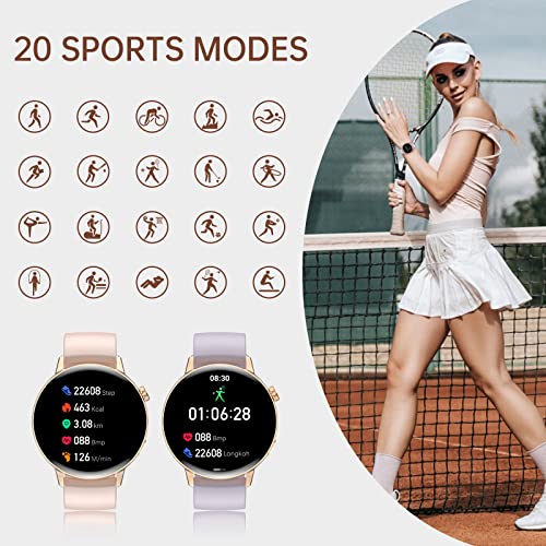Smart Watches For Women Bluetooth Calls( Answer/Make Call) Fitness Activity Tracker Pedometer /Messages Notifications /Heart Rate/Multi Sports Modes/Waterproof/ Android/Iphone Compatible, Purple Pink #TOP3