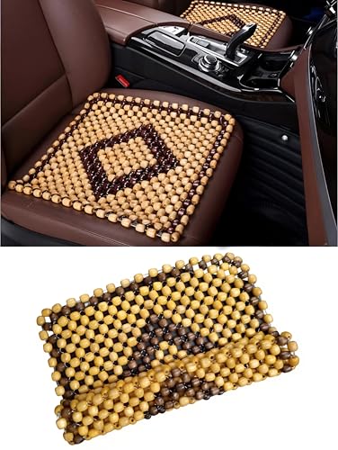 Image of SARTE Wooden Beads for Car Seat Ultra Comfort Wooden Beads Cover Acupressure Sitting Bead Seat Wooden Cushion Pad for All Type of Chairs (Beige, 2Pc)