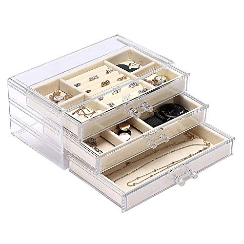 ZCHAN Jewelry Box-Section Jewelry Organizer Box with Lock Portable Jewelry Storage Case for Women Girls Earring Ring Necklace Holder (Color : B)