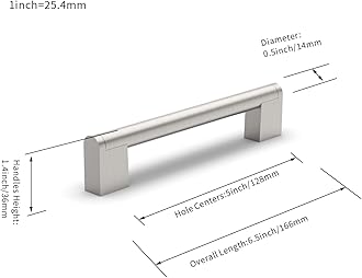 FURNIWARE 10 Pack Cabinet Pulls, Hardware Drawer Handles, Stainless Steel Kitchen Cabinet Door Handles Pull, Brushed Nickel-128mm(5 Inch) Hole Center