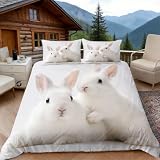 Housse de Couette 140x200 Lapin, 1 Personne, Parure de Lit Mignon Microfibre...