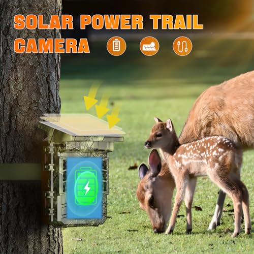 Coolifepro Caméra de Chasse Solaire, 60MP 4K WiFi Bluetooth Camera Chasse, Batterie Rechargeable Intégrée de 2600mAh, 25M Caméra Infrarouge, Grand Angle 100° avec Carte 32GB – vue 3