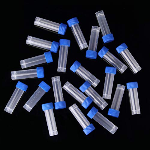 5Ml Plastic Test Tubes Screw Caps Small Bottle Vial Storage Vial Storage Container For Lab-50Pcs #TOP2