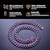 HALUKAKAH Diamond Cuban Link Necklacefor Men - Handset Purple Gem Amethyst - Rhodium Black Plated - Wide 13mm Length 50cm - With Giftbox #4