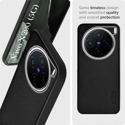 Image of Jkobi Back Cover Case for Vivo X200 5G (Textured Grip Design | Micro-Fiber Cloth Inside | Slim and Light Weight | Soft Touch and Feel | Black)