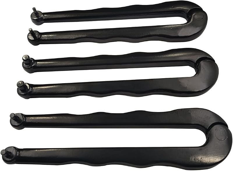 Kit com 3 Chaves de Pino Ajustáveis para Porcas Redondas, Aço Carbono, 3 mm, 4 mm e 5 mm