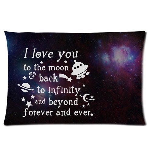 Pillowcase I Love You to The Moon and Back Custom Personalized Rectangle 24x16 (one Side)