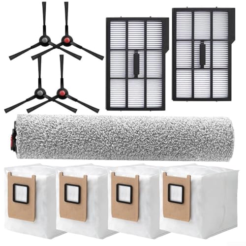 HEIBTENY Kit de accesorios para aspiradora DokFin para Eufy para Omni E25 E28, juego de repuesto con cepillo principal, cepillos laterales, bolsas de polvo, filtros, piezas de limpieza duraderas (1