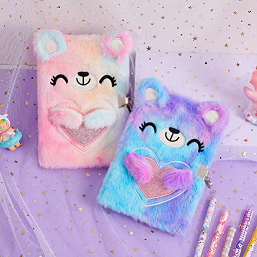 Stobok A5 Plush Notebook Cartoon Animals Journal Notepad Diary Writing Memo Book With Lock Plush Journal Notepad Planner Handbook Birthday Gift (Purple) #TOP5