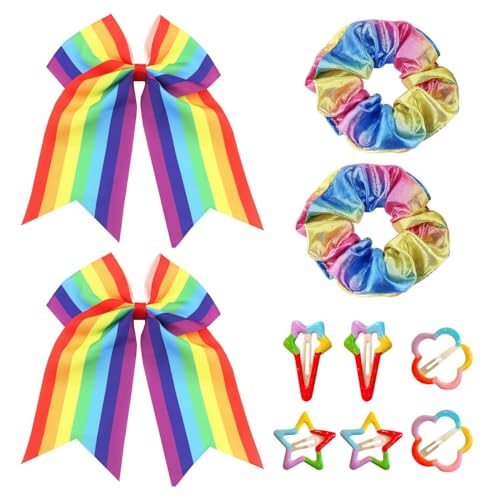 4 Pieces Of Rainbow Hair Bands, 6 Pieces Of Rainbow Hairpins, Bow Hair Accessories, Colored Girl Hair Bands, Cute Side Clips, Bangs Broken Hairpins.