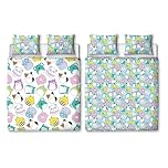 Squishmallows Official Double Duvet Cover Set, Happy Design | Reversible 2 Sided Squish Characters Bedding Cover Official Merchandise Including Matching Pillow Cases