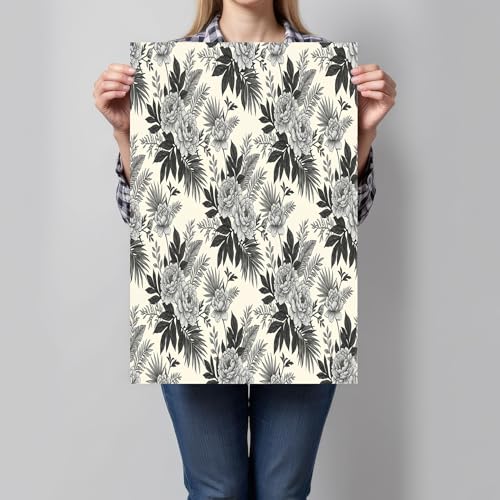 Impression d'art pivoine et feuilles de palmier motif végétal gris haut de gamme