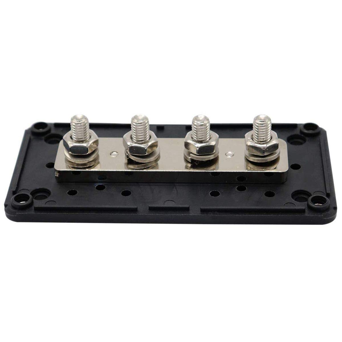 Davitu New DC 48V 300A 4 Terminal Studs Busbar Power Distribution Block for Car Boat (Black) - (Color: Black)
