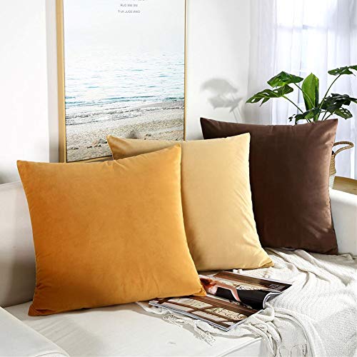 Image of JUSPURBET 16x24 Decorative Velvet Throw Pillow Covers Cases Set of 2,Gold | Modern Soft Cushion Covers with Hidden Zipper for Couch Sofa Bed Living Room Bedroom Home Decor