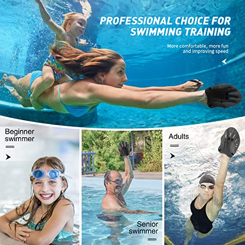 Grstltd Swimming Paddles For Hands, Swimming Training Hand Paddles With Adjustable Straps, Swim Paddles For Adult Children Unisex Professional Swimming Accessories (1 Pair, Black) #TOP5