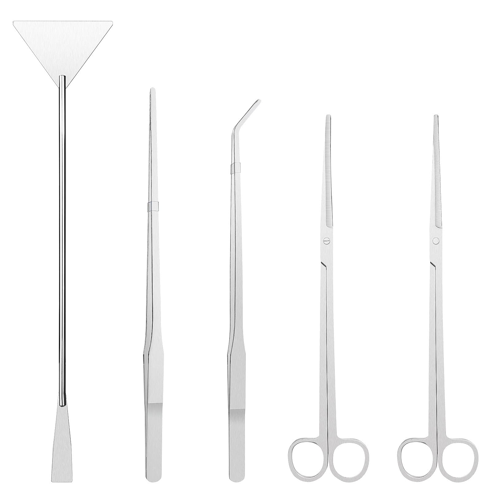 Czemo 5 Piece Complete Aquarium Terrarium Set, Aquarium Accessories, Tool Set for Aquarium Cleaning, Plant Tweezers, Plant Scissors, Gravel Spatula, Stainless Steel