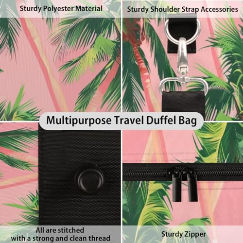 Travel Duffle Bag Palm Trees Themed Foldable Travel Bags for Men Women, 17 Inch Gym Bag Workout Bag Carry on Weekender Overnight Bag for Gym Travel3