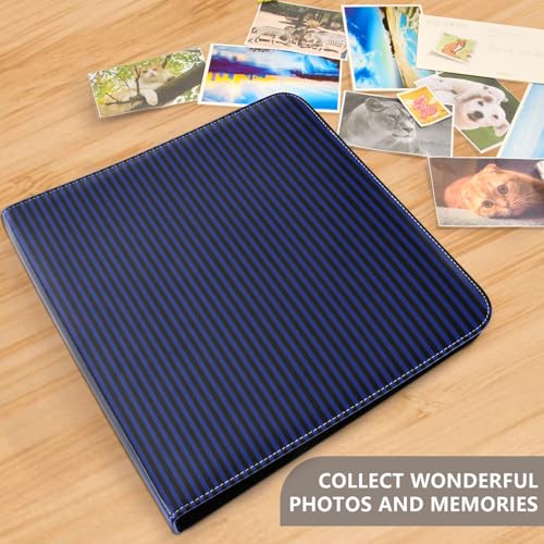 Álbum de fotos adhesivo Scrapbook DIY con rayas negras marinas, diseño de 3 anillos, 40 páginas, tamaño 8x10 para memoria miniatura 5