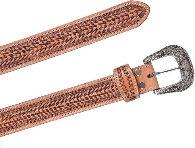 Beaded Leather Belt Handmade Men's Quality Thick Durable Wax Colorful Designs Cowboy Western Style Alloy Classic Fitted Casual Formal Wear in Pant Trouser Jeans Size: Waist 31-34in - Length 39in3