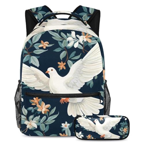 Sac à dos fleurs avec colombes pour une rentrée scolaire sereine