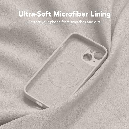 Image of Magnetic for iPhone 15 Plus Case, Compatible with MagSafe, [Full Camera Protection][Screen Protector] Silicone Shockproof Protective Phone Case for iPhone 15 Plus 6.7 inch, Stone