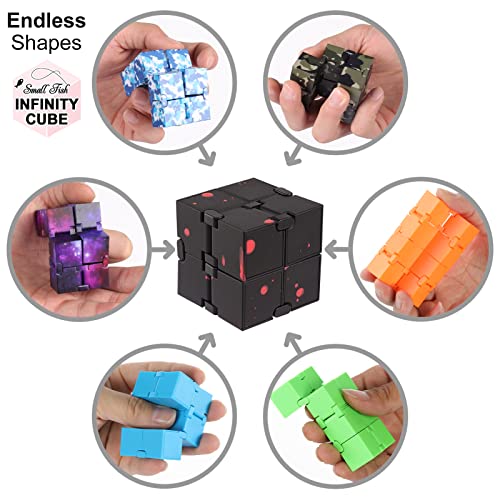 image for SMALL FISH Fidget Infinity Cube - Built-in Metal Never Ending Infinity