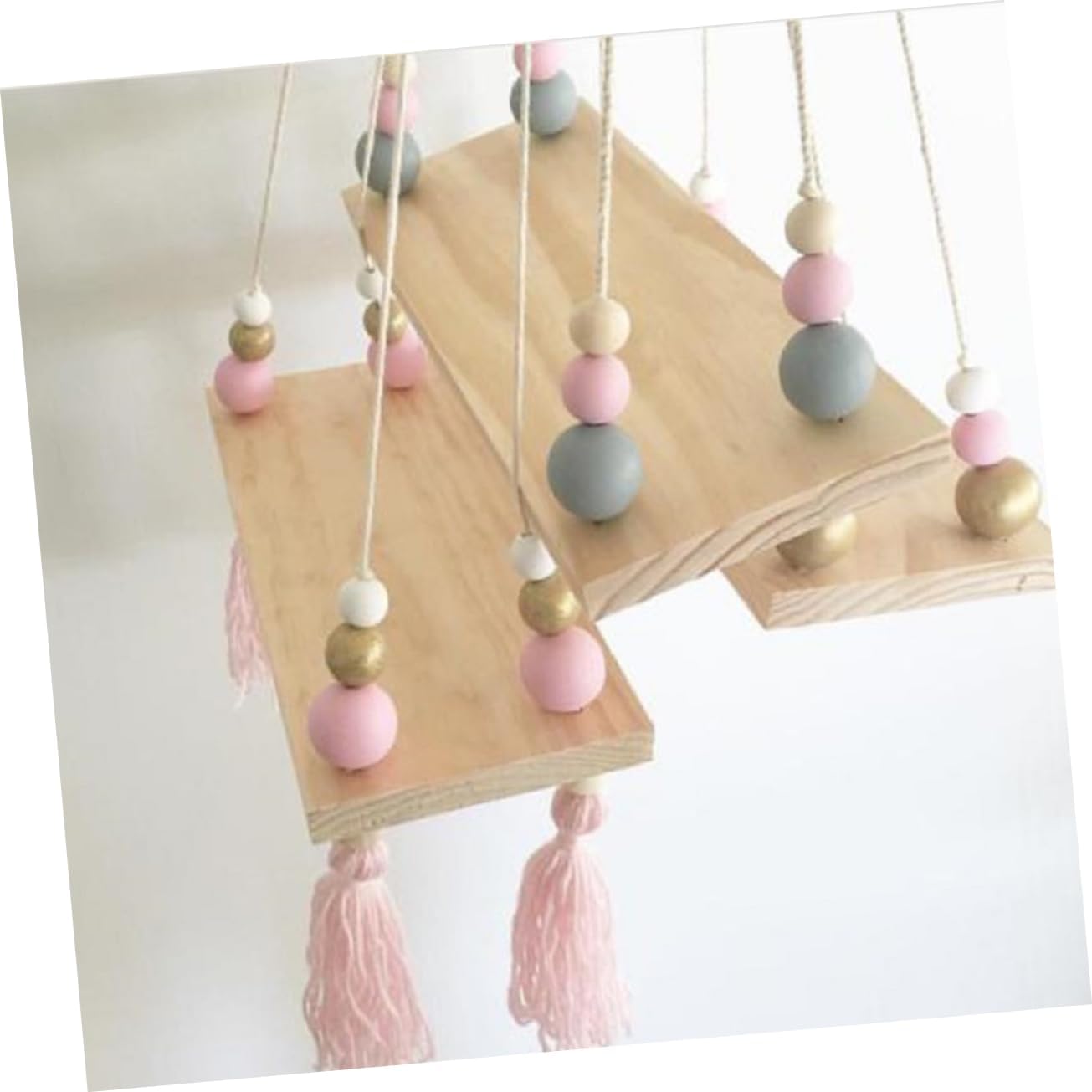 Zerodeko Xmas Swing Shelf Wooden Beads Storage Rack for Kids Pink image 5
