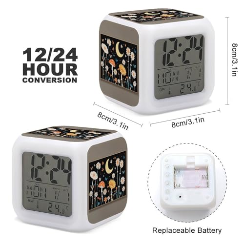 Réveil numérique pour table de chevet avec fleur et papillon LED