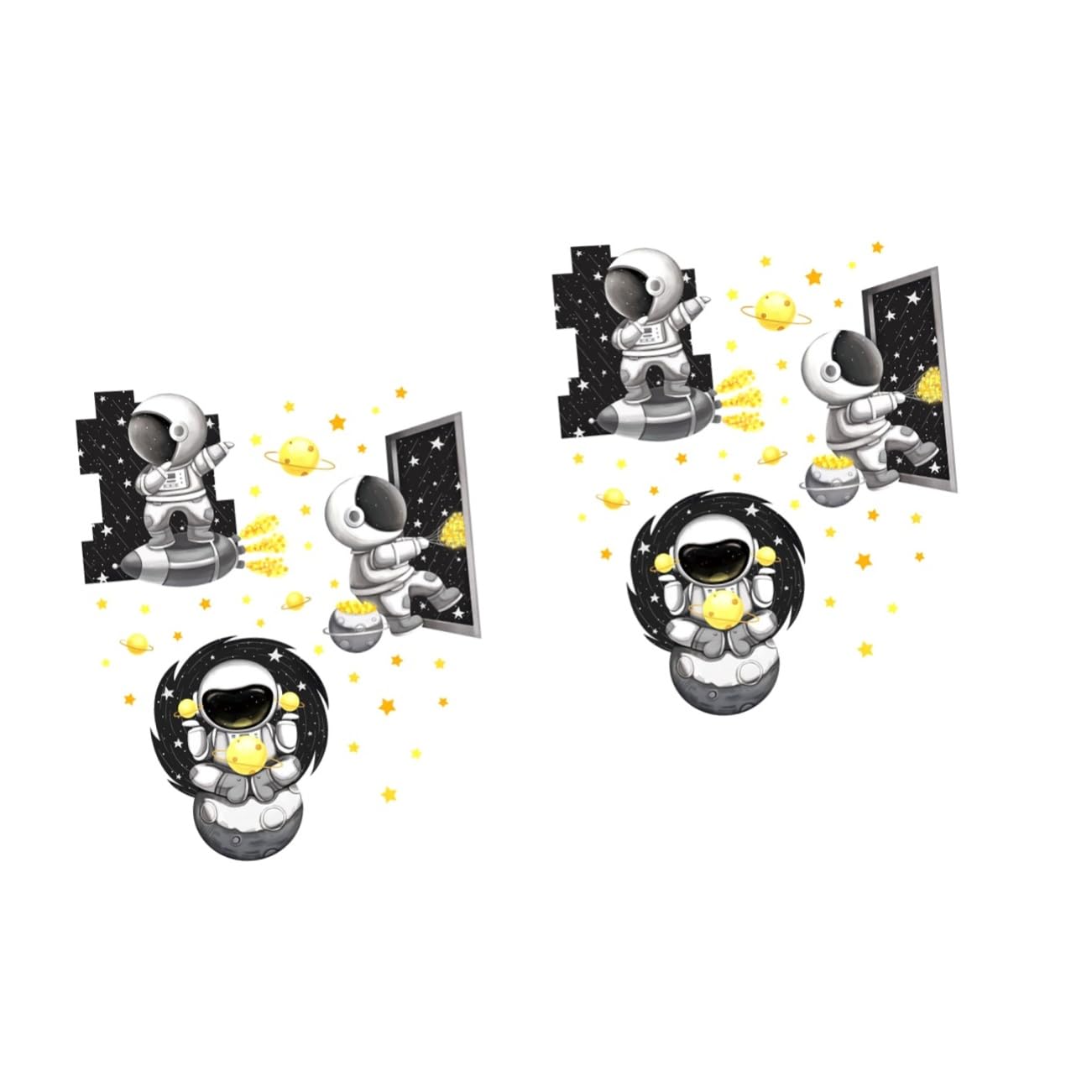 OSALADI 2pezzi Adesivo Murale Astronauta Cartoon Pvc Decorazione Per Pareti Casa Stile Creativo e Divertente Facile Da Applicare Per Camera Da Letto e Bagno
