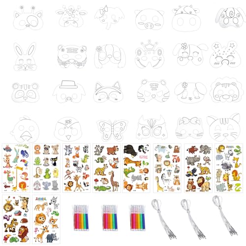 Werownsgso 24 mascherine da colorare maschere animali da dipingere con