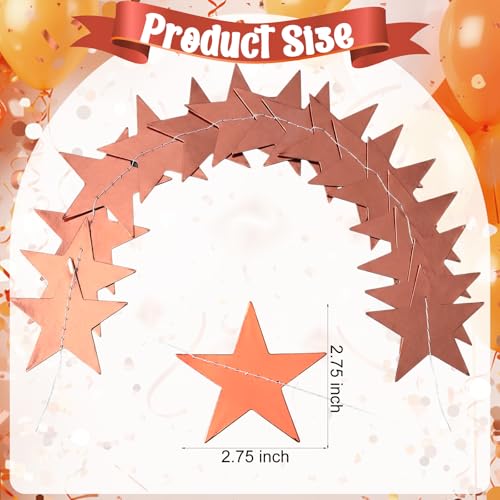 Image of Spakon 65 Feet Glitter Star Paper Garland Banner Hanging Decoration Star Streamers Double Side 2026 Graduation Decorations for Wedding Birthday Festival New Year Party Decoration(Rose Gold)