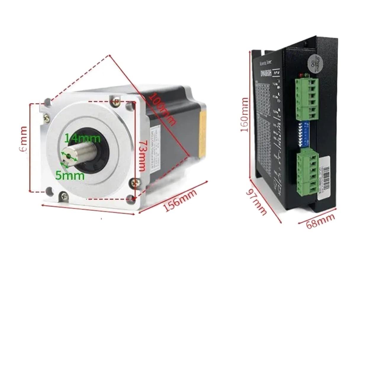 Motor paso a paso, 86/57 Kit de motor paso a paso de bucle cerrado Motor Hybrid Stepper con kit de controlador(86-145长12.5nm+860)