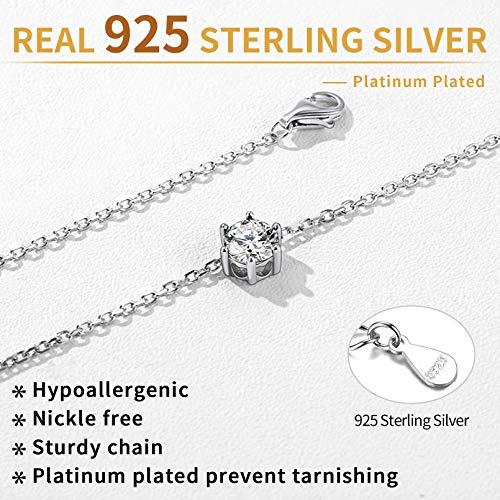 Chicsilver Round Cut Birthstone Necklace 925 Sterling Silver April Birthstone Small Cubic Zirconia White Diamond Pendant Necklace For Women Teen #TOP4