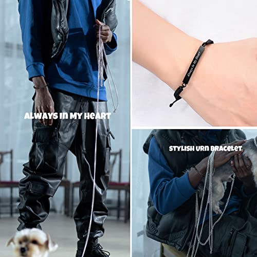Zeqingjw Cremation Bracelet For Ashes Adjustable Cremation Urn Bracelet Bangle For Ashes Stainless Steel Memorial Ashes Keepsake Jewelry For Men Women (Black Always) #TOP6