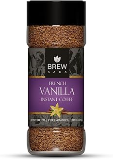 French Vanilla Instant Coffee Granule Bottle |100% Arabica | Freeze-Dried | Vanilla Flavoured Coffee | No Added Sugar | Coffee Powder In Fresh | Makes 30 Cups | 50 Gram