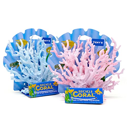 Image of 2 PCS Aquarium Coral Ornament, Blue Pink Coral Reef Decor, Artificial Plants Fish Tank Decorations (Pack of 2)