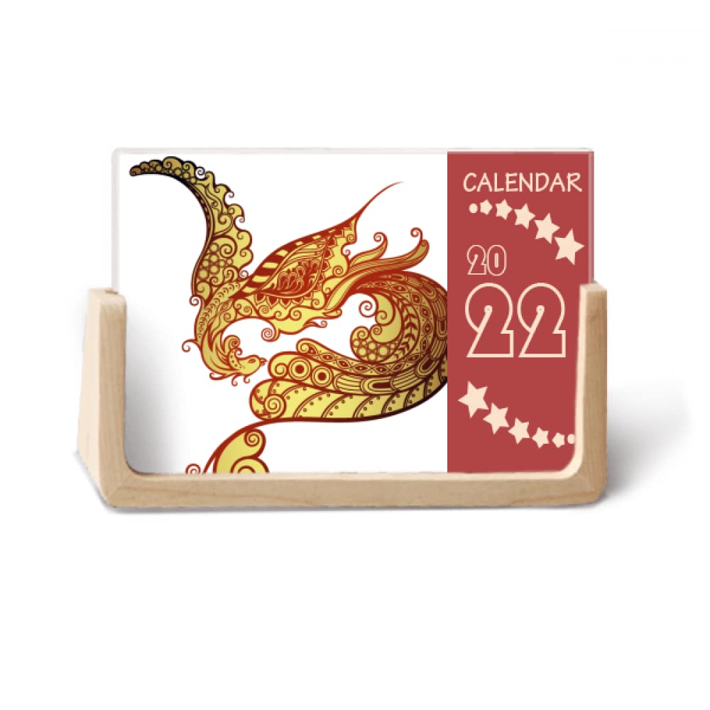DIYthinker Colorful Phoenix Animal Art Outline 2022 Desk Calendar Planner 12 Month