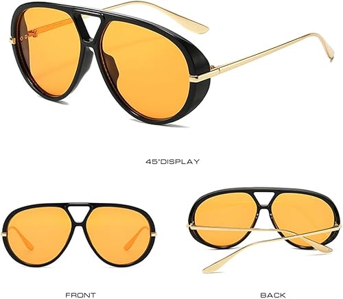 Miniatura 2 de HYLLE Gafas de sol de aviador de gran tamaño para mujer, estilo retro, con escudo de moda, grandes y vintage