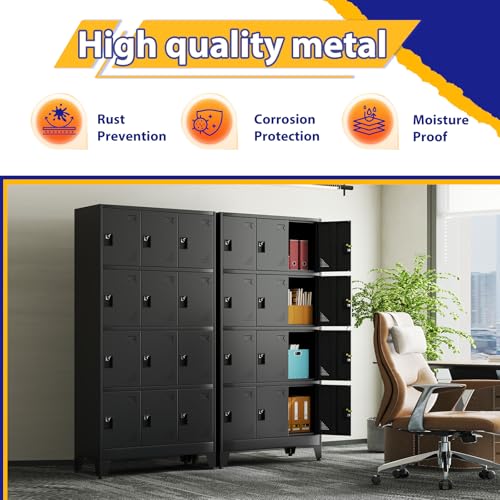 Image of PAOFIN Metal Storage Lockers for Employees with Lock,Metal Storage Locker with 12 Doors for School Garage Office Gym Bedroom,Assembly Required,12 Door Black