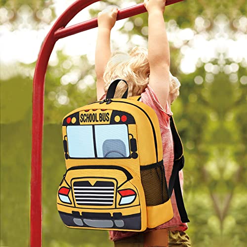 Kids Backpack for Boys Girls Preschool Bookbags 3D Cartoon Daycare Toddler Bags (Yellow bus)4