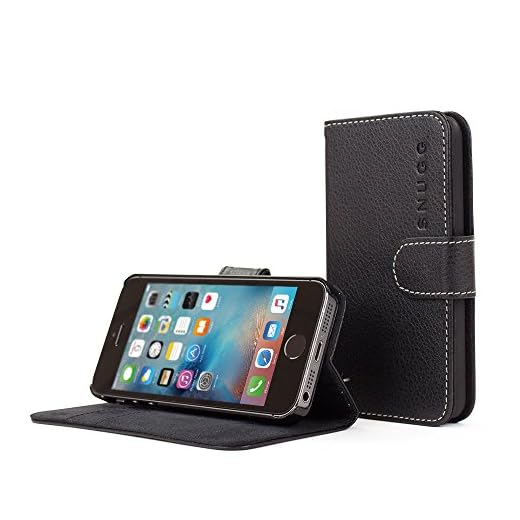Snugg iPhone 5C Wallet Case – Leather Card Case Wallet with Handy Stand Feature – Apple iPhone Legacy Series Flip Phone Case Cover in Black