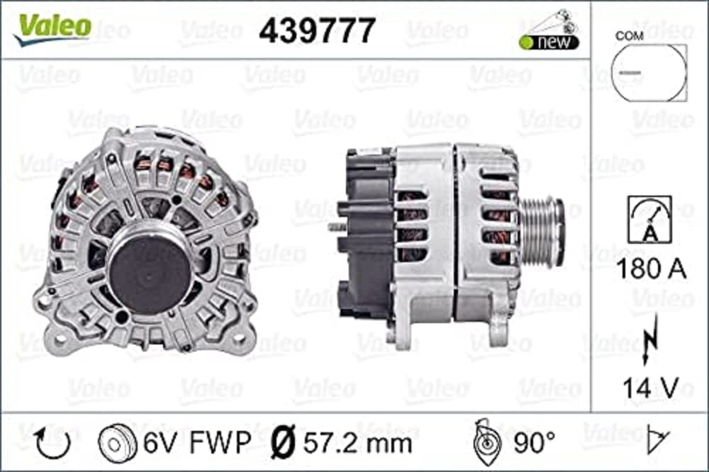 VALEO 439777 Alternator Alternator Charge current: 180 Amp Grooves  