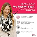 Pop Fashion Infinity Scarf for Women - Travel Scarf with Hidden Pocket - Greek Key Pattern Scarves - Image 2
