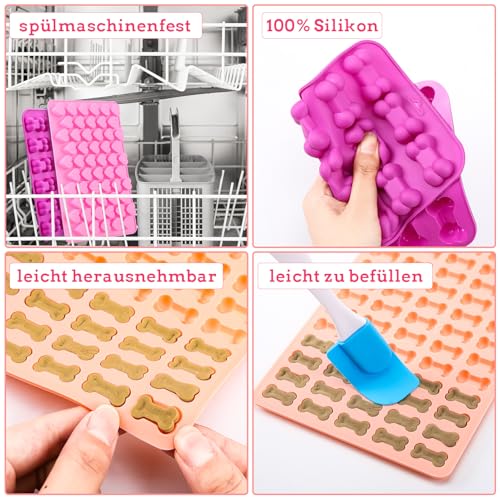 Backmatte Hundekekse, 9 Stück Silikon Backform Hundekekse Set, Backmatten für Hundeleckerlies, für DIY Hundekekse, Schokolade, Süßigkeiten, Kekse